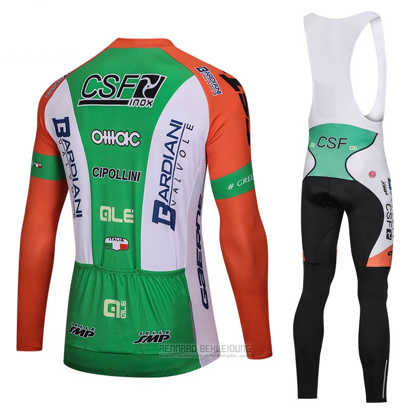 2018 Fahrradbekleidung Bardiani Csf Grun Trikot Langarm und Tragerhose